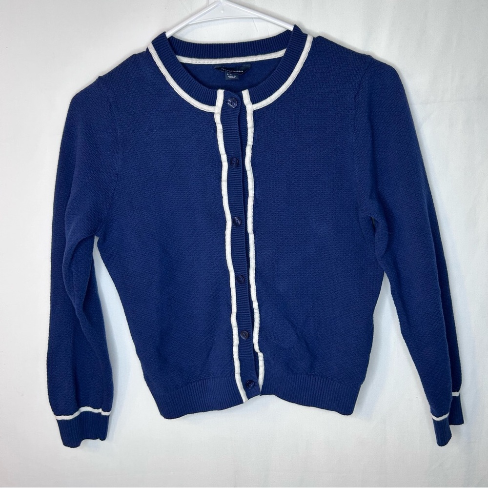 Tommy Hilfiger Kids Girl’s Navy Blue Long Sleeve Cardigan Sweater Size L 10/12